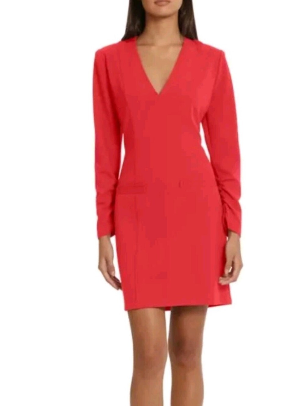 Donna Morgan Size 16 Racing Red V-Neck Mini Dress